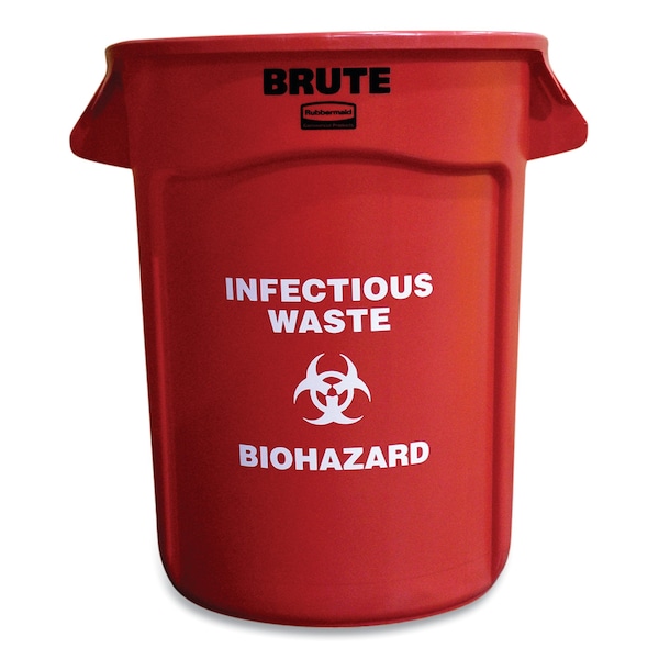 Rubbermaid Commercial 32 gal Round Cylinder Trash Can, Red, Open Top, Plastic FG263294RED - main